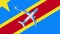 Flag of the Democratic Republic of the Congo and aircraft. Animation of planes flying over the flag of the Democratic Republic of