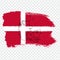 Flag Denmark from brush strokes and Blank map Denmark . High quality map of Denmark and flag on transparent background.