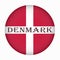 Flag of Denmark in circle shape, Scandinavian northern country, isolated Danish banner with scratched texture, grunge.