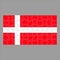 Flag of Denmark puzzle on gray background.