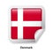 Flag of Denmark. Round glossy sticker