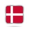 Flag of Denmark, shiny metallic gray square button