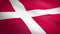 Flag of Denmark. Waving flag with highly detailed fabric texture seamless loopable video. Seamless loop with highly