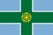 Flag of Derbyshire Ceremonial county England, United Kingdom of Great Britain and Northern Ireland, uk Green cross on blue