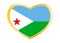 Flag of Djibouti in heart shape, golden frame