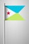 Flag of Djibouti. National Flag on Flagpole.  Illustration on Gray