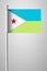 Flag of Djibouti. National Flag on Flagpole.  Illustration on Gray