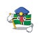 Flag dominica Cartoon mascot performed as a Police officer