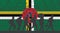 Flag of Dominica - Refugees near barbed wire fence. Migrants migrates to other countries.