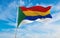 flag of Druze , Israel at cloudy sky background on sunset, panoramic view. Israeli travel and patriot concept. copy space for wide