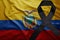 Flag of ecuador with black mourning ribbon