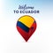 Flag of Ecuador in shape of map pointer or marker. Welcome to Ecuador. Vector.