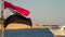 Flag of Egypt on the background of the coastline