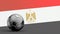 Flag of Egypt with metal soccer ball, national soccer flag, soccer world cup, football european soccer, american and african