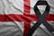 Flag of england with black mourning ribbon