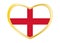 Flag of England in heart shape, golden frame