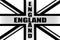 Flag of England with the word `ENGLAND` in black and white