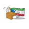 Flag equatorial guinea Scroll cartoon character bringing a box