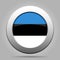 Flag of Estonia. Shiny metal gray round button.