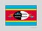 Flag of Eswatini. National Ensign Aspect Ratio 2 to 3 on Gray Cardboard