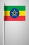 Flag of Ethiopia. National Flag on Flagpole. Isolated Illustration on Gray