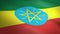 Flag of Ethiopia. Waving flag with highly detailed fabric texture seamless loopable video. Seamless loop with highly