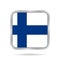 Flag of Finland, shiny metallic gray square button