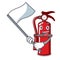 With flag fire extinguisher mascot cartoon