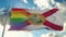 Flag of Florida and LGBT. Florida and LGBT Mixed Flag waving in wind. 3d rendering