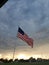 Flag flying in the cloudy Oklahoma sky