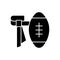 Flag football black glyph icon