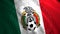 Flag of football team of different countries. Motion. Moving flag of country with image of soccer ball. Flag of Mexican