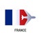 Flag of France color line icon. Airline network. International flights. Popular tourist destination. Pictogram for web page,