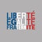 Flag of France typography. French Tricolour. Liberty, equality, fraternity.