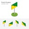 Flag of French Guiana France, vector set of 3D isometric icons