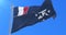 Flag of French Southern and Antarctic Lands waving at wind in slow, loop