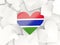 Flag of gambia, heart shaped stickers