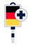 Flag of Germany on Blood bag. Germany Flag Blood bag for Donation, help, Aid.