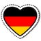 Flag Germany heart sticker on white background. Vintage vector love badge. Template design element. National day. Travel sign