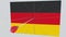 Flag of GERMANY plate being hit by archery arrow. Conceptual 3D rendering