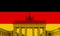 Flag of Germany with superimposed Brandenburg Gate in Berlin