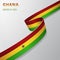 Flag of Ghana. 6th of March. Vector illustration. Wavy ribbon on gray background. Independence day. National symbol