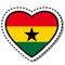 Flag Ghana heart sticker on white background. Vintage vector love badge. Template design element. National day.