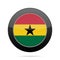 Flag of Ghana. Shiny black round button.