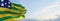 flag of Goias , Brazil at cloudy sky background on sunset, panoramic view. Brazilian travel and patriot concept. copy space for