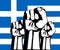 Flag of Greece. Crisis and protests in Greece