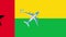 Flag of Guinea-Bissau and aircraft. Animation of planes flying over the flag of Guinea-Bissau.