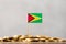 The Flag of Guyana with Coins.