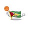 Flag guyana isolated in the cartoon holding basketball