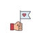 flag hand friendship outline icon. Elements of friendship line icon. Signs, symbols and s can be used for web, logo, mobile